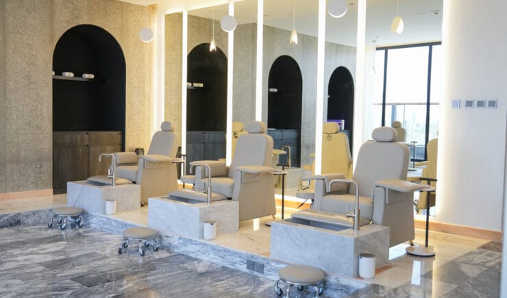 Luxury nail salon manicure station arched interior Riyadh - Meraki Design Build