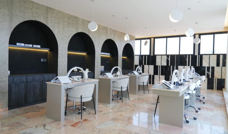 Luxury nail salon manicure station arched interior Riyadh - Meraki Design Build