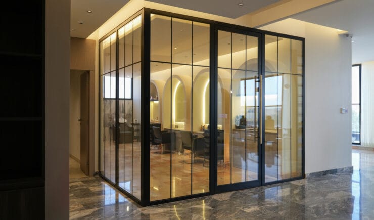 Nail salon private room glass partition interior design Riyadh - Meraki Design Build