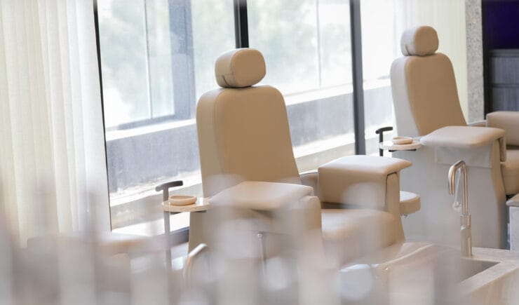 Nail salon pedicure chairs luxury interior design Riyadh - Meraki Design Build