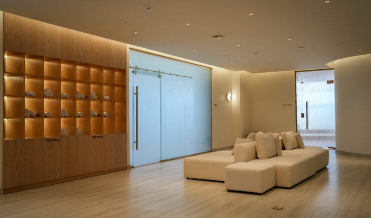 Studio 83 boutique pilates studio lounge area interior design Riyadh - Meraki Design Build