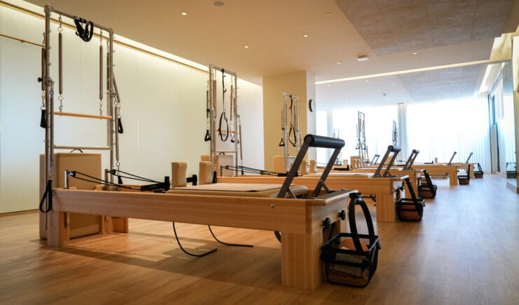 Boutique pilates studio reformer equipment interior design Riyadh - Meraki Design Build