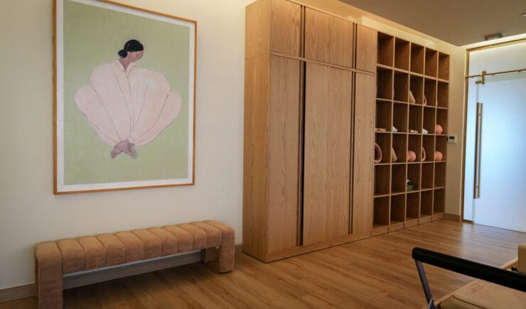 Pilates studio changing room artwork interior design Riyadh - Meraki Design Build