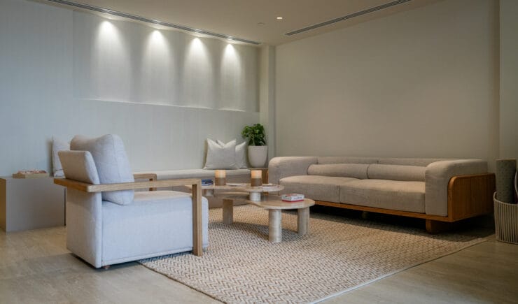 Pilates studio lounge area interior design Riyadh - Meraki Design Build