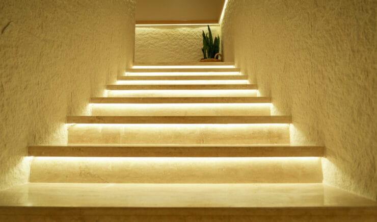 Luxury illuminated staircase architectural design Riyadh - Meraki Design Build