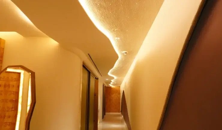 Wellness studio corridor lighting design Riyadh - Meraki Design Build