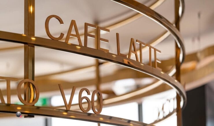 Bafarat cafe latte signage interior design Riyadh Boulevard - Meraki Design Build