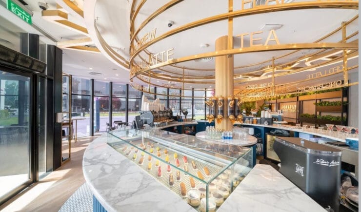 Bafarat cafe display counter interior design Riyadh - Meraki Design Build